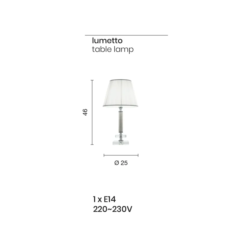 Lampe d'Appui Classique en Métal Doré, Cristal et Abat-jour - Similo Viadurini