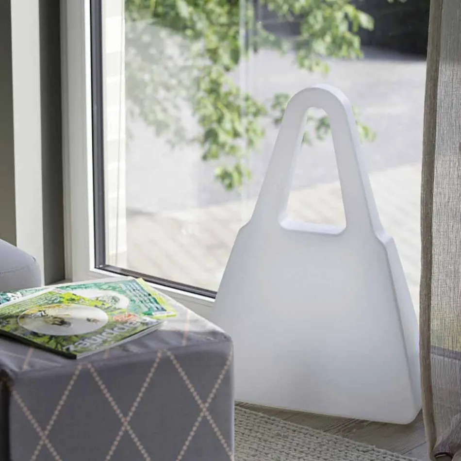 Lampe de table en plastique blanc de design moderne pour intérieur - Borsastar Viadurini