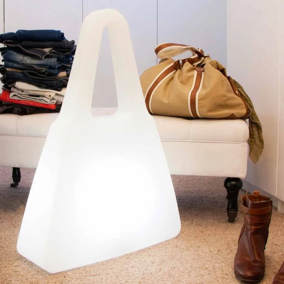 Lampe de table en plastique blanc de design moderne pour intérieur - Borsastar Viadurini