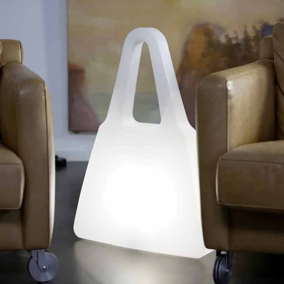 Lampe de table en plastique blanc de design moderne pour intérieur - Borsastar Viadurini