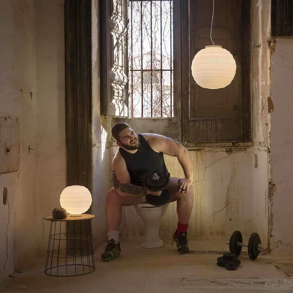 Lampe de table en verre satiné blanc et design moderne en métal - Morse Viadurini