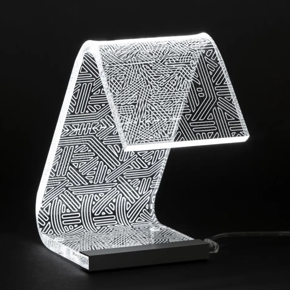 Lampe sur pied LED Acrylique Cristal Décoration Laser - Possett Viadurini