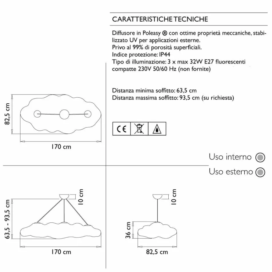 Lampe à Suspension Design Extérieur en Polyéthylène - Nefos par Myyour Viadurini