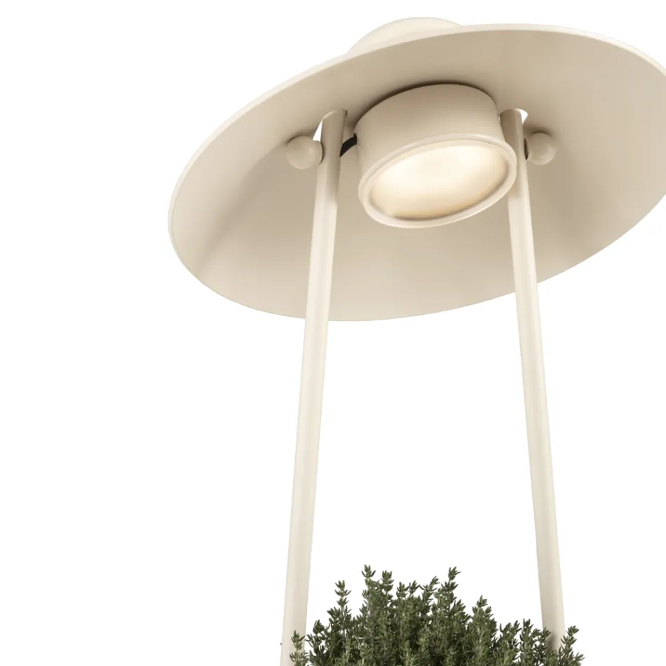Lampe d'extérieur avec jardinière en argile, aluminium et laiton - Cappello Viadurini