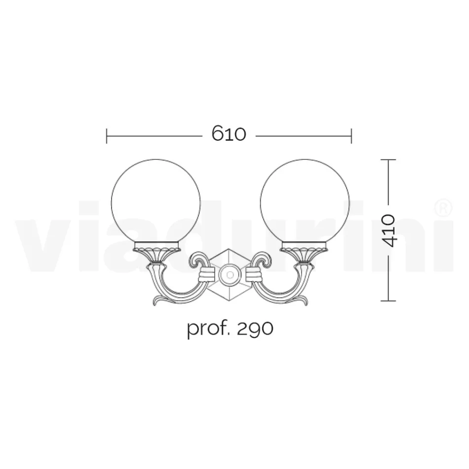 Lampe de jardin avec 2 lumières en acrylique et structure en aluminium - Trovanero Viadurini