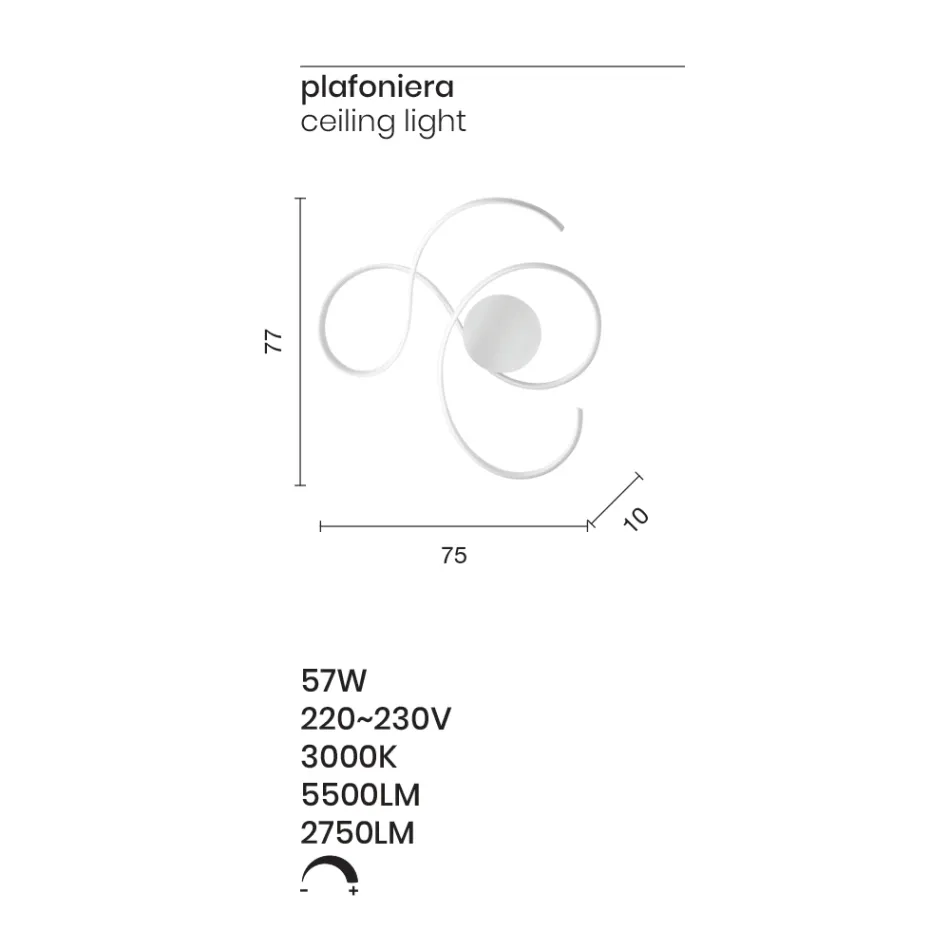 Applique avec LED en Métal Peint Design Moderne - Trella Viadurini