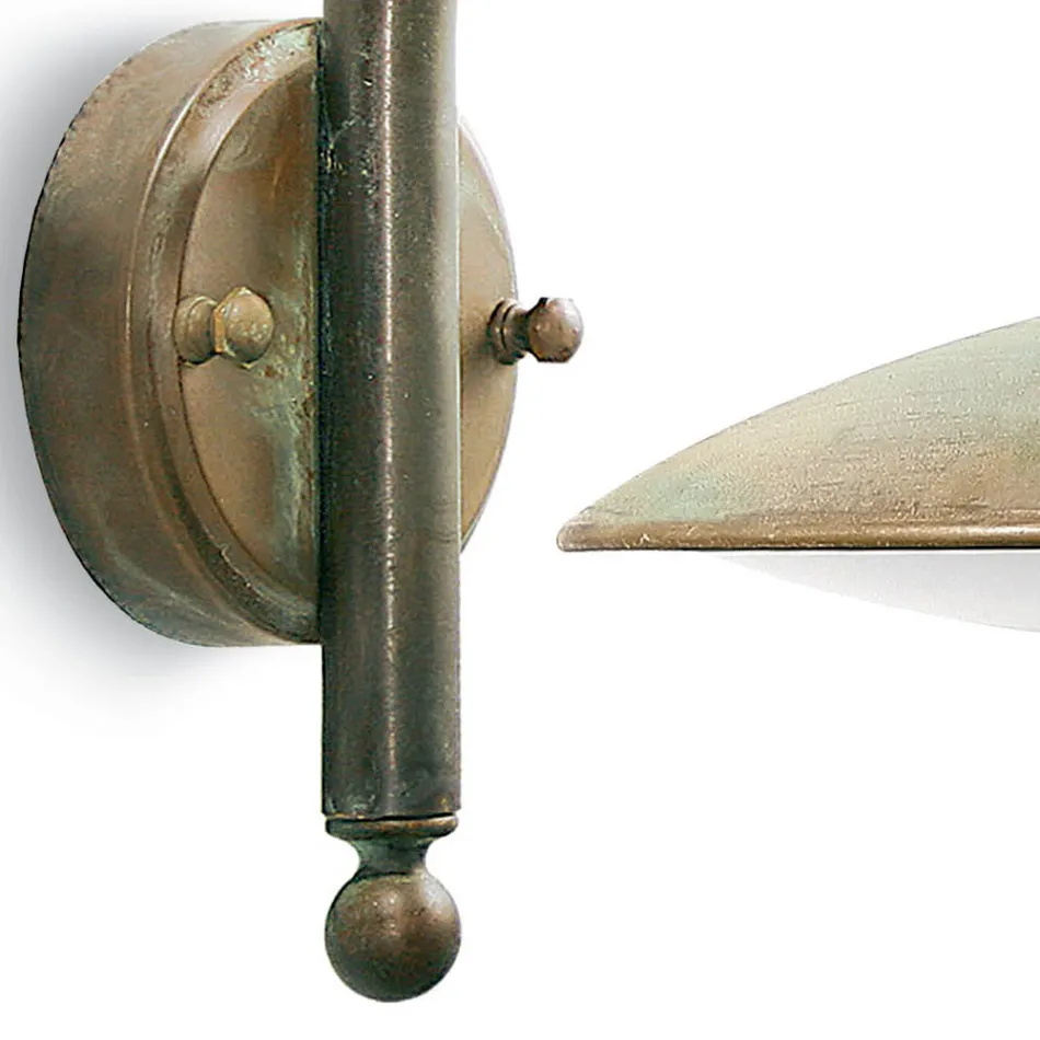 Applique murale d'extérieur vintage en laiton et verre transparent - Dragon Viadurini