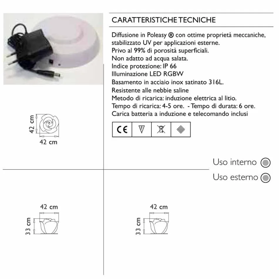 Lampe de table en forme de rose avec LED RGBW à induction - Baby Love par Myyour Viadurini