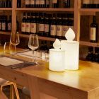 Lampe de Table Led Blanche Bougie Lumineuse Design par Slide - Flame Viadurini
