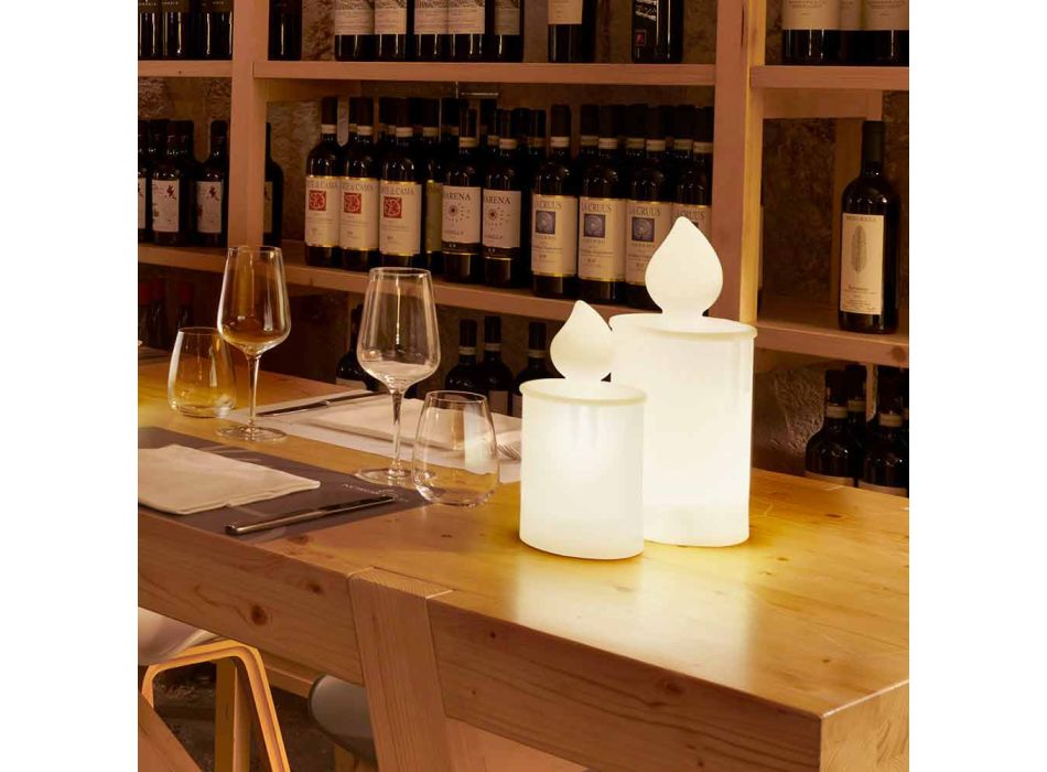 Lampe de Table Led Blanche Bougie Lumineuse Design par Slide - Flame Viadurini