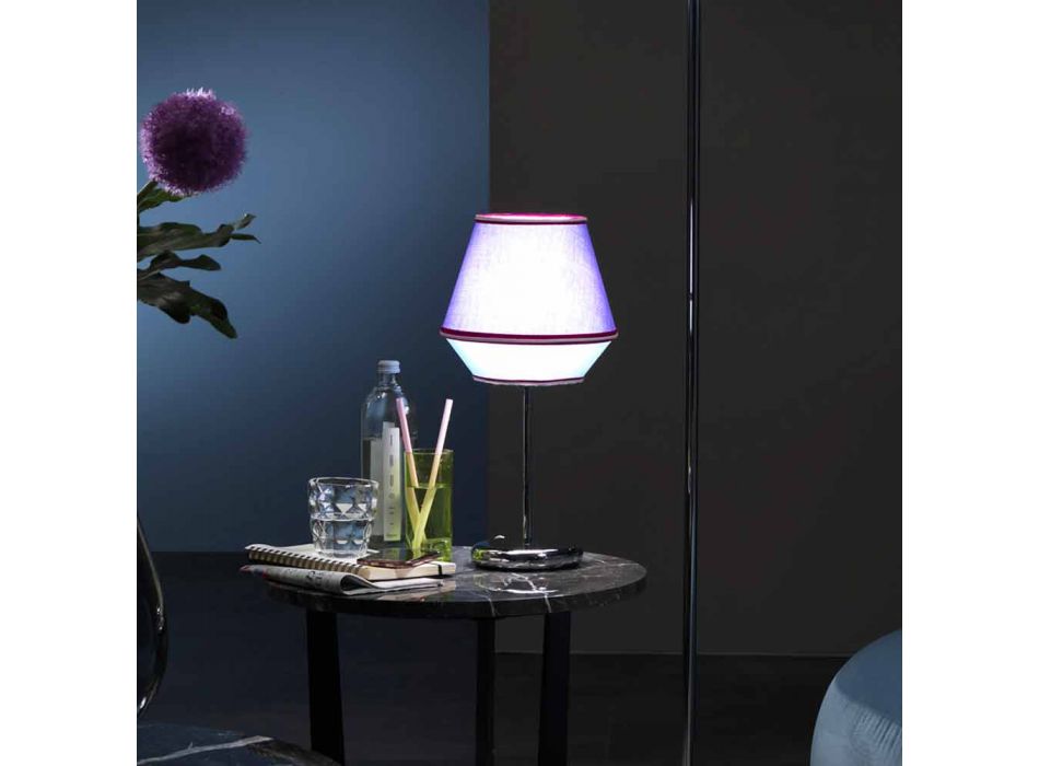 Lampe de table bleue avec structure en métal chromé Made in Italy - Soya Viadurini