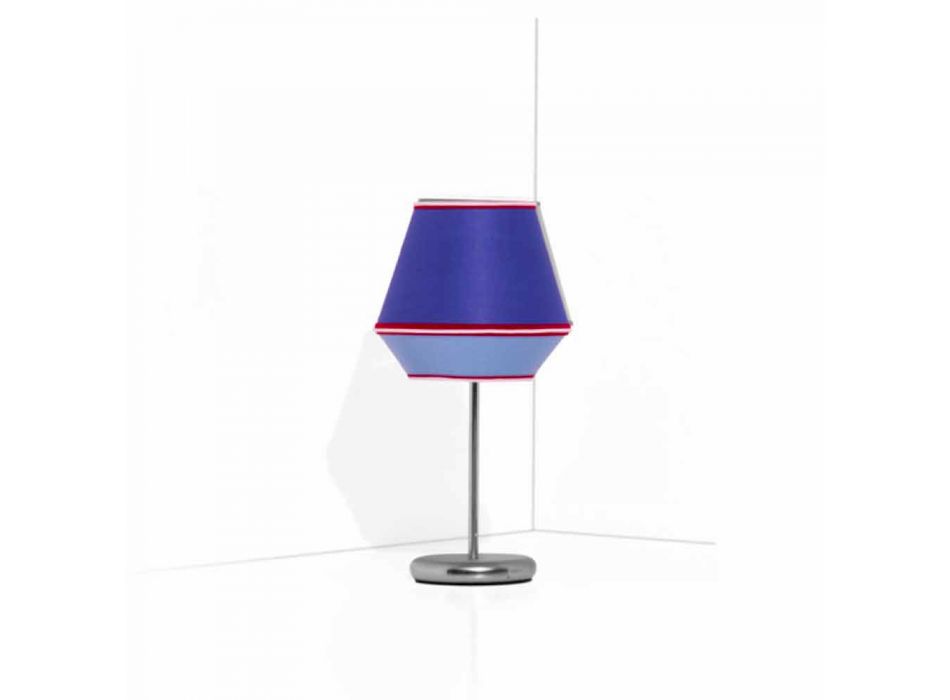 Lampe de table bleue avec structure en métal chromé Made in Italy - Soya Viadurini