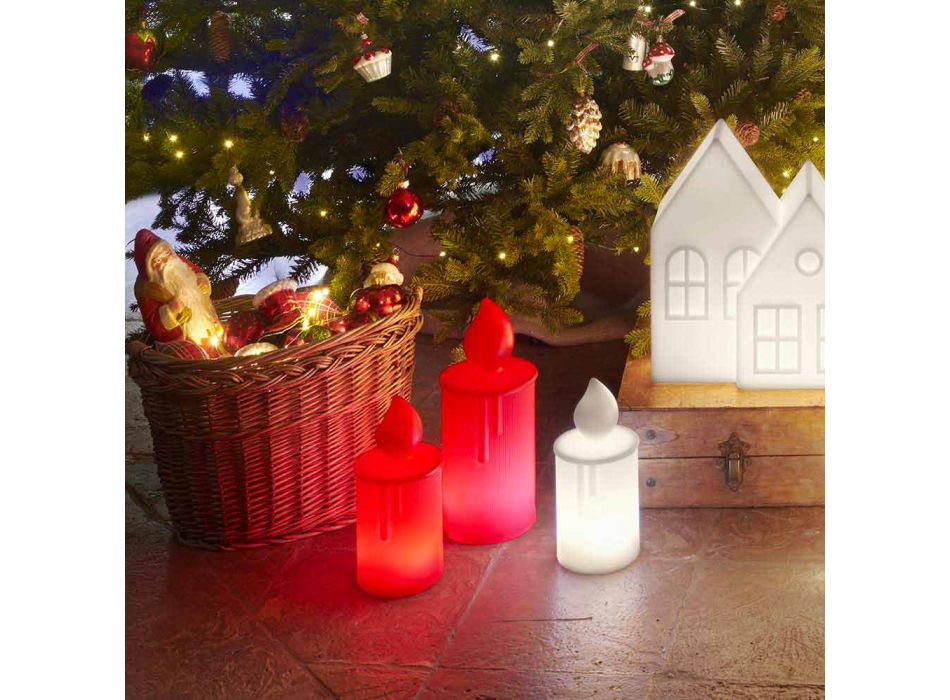 Lampe de table à bougie lumineuse blanche ou rouge Design par Slide - Fiammetta Viadurini