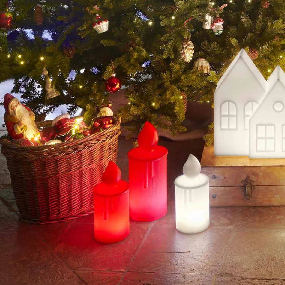 Lampe de table à bougie lumineuse blanche ou rouge Design par Slide - Fiammetta Viadurini