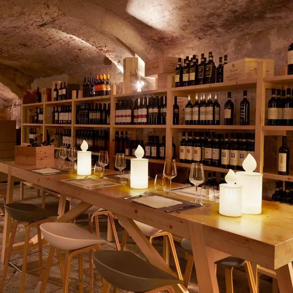 Lampe de table à bougie lumineuse blanche ou rouge Design par Slide - Fiammetta Viadurini