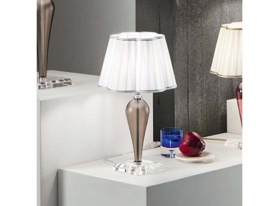 Lampe de table classique faite à la main en verre et cristal - Mariangela Viadurini