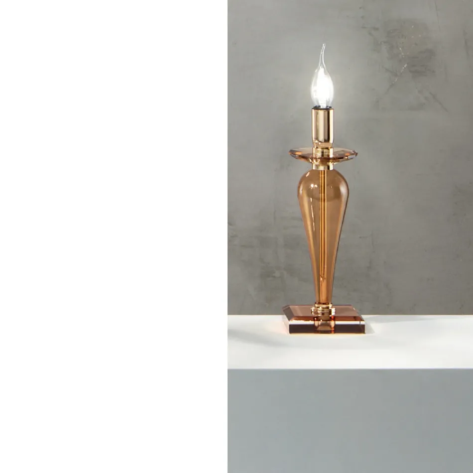 Lampe de table classique en verre italien fait main et métal doré - Oliver Viadurini