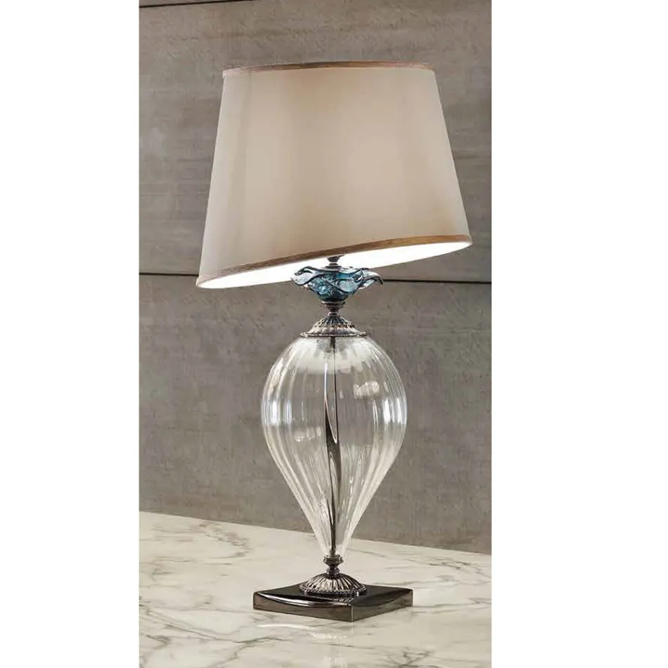 Lampe de table en verre artisanal classique et abat-jour de luxe - Flandre Viadurini