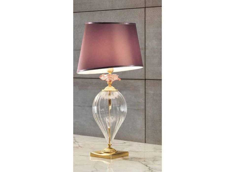 Lampe de table en verre artisanal classique et abat-jour de luxe - Flandre Viadurini