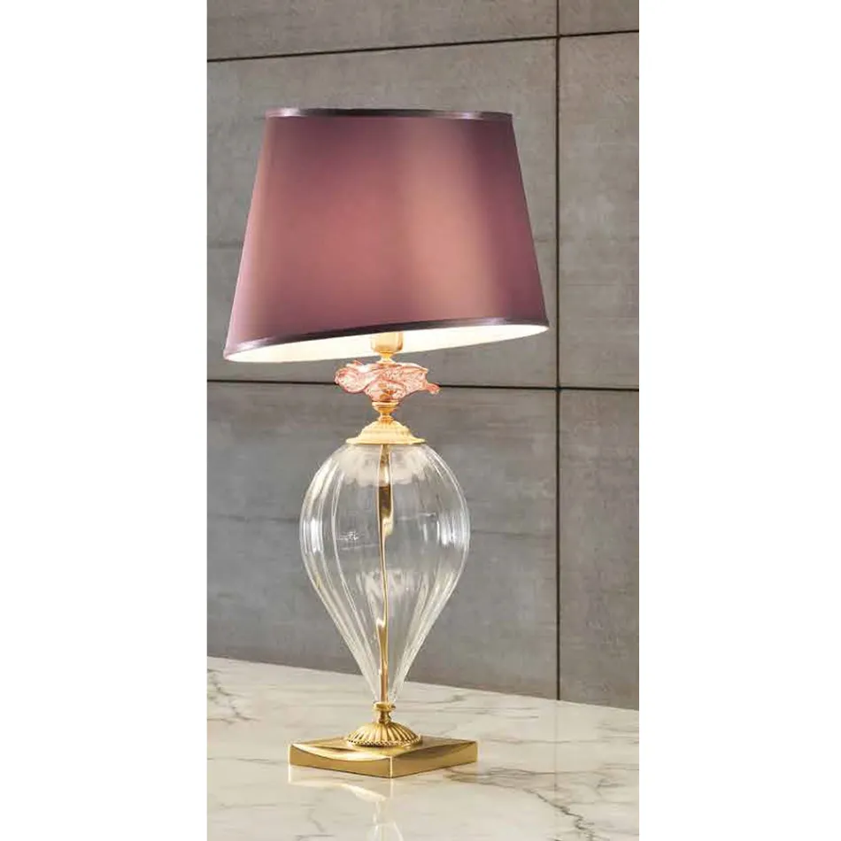 Lampe de table en verre artisanal classique et abat-jour de luxe - Flandre Viadurini