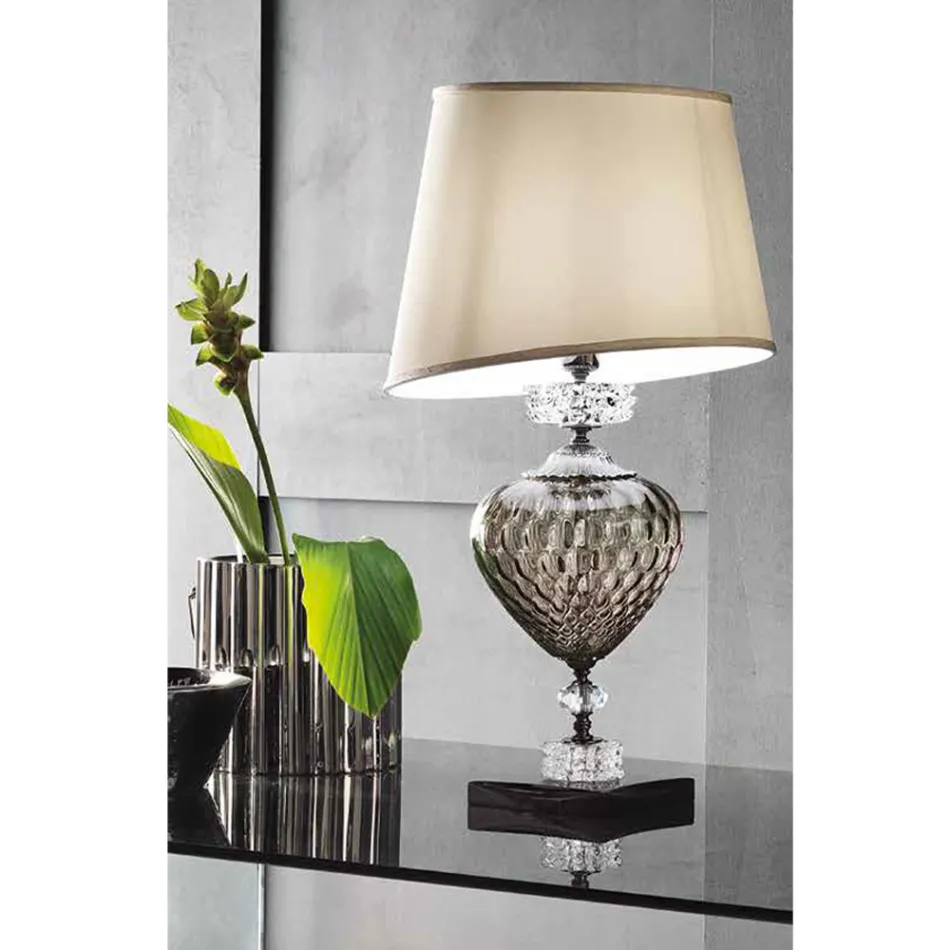 Lampe de table et abat-jour en verre artisanal italien classique - Saline Viadurini