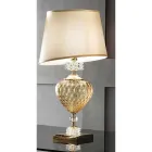 Lampe de table et abat-jour en verre artisanal italien classique - Saline Viadurini
