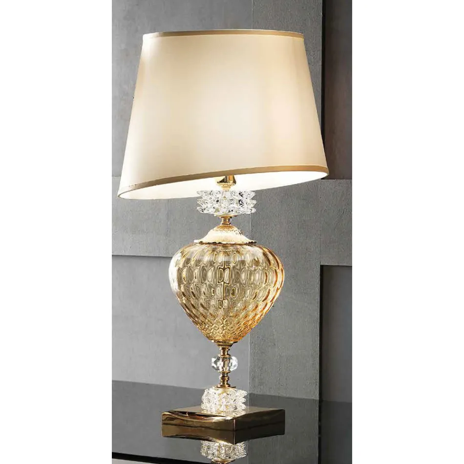 Lampe de table et abat-jour en verre artisanal italien classique - Saline Viadurini