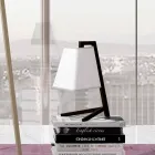 Lampe de table avec structure en métal et tissu Made in Italy - Barton Viadurini