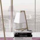 Lampe de table avec structure en métal et tissu Made in Italy - Barton Viadurini