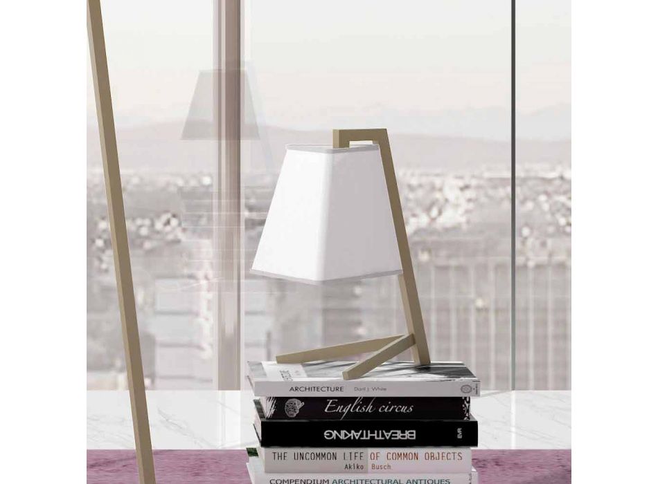 Lampe de table avec structure en métal et tissu Made in Italy - Barton Viadurini