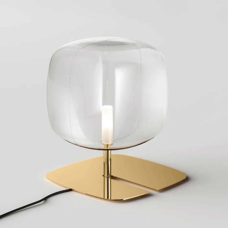 Lampe de table avec structure en métal brillant Made in Italy - Donatina Viadurini