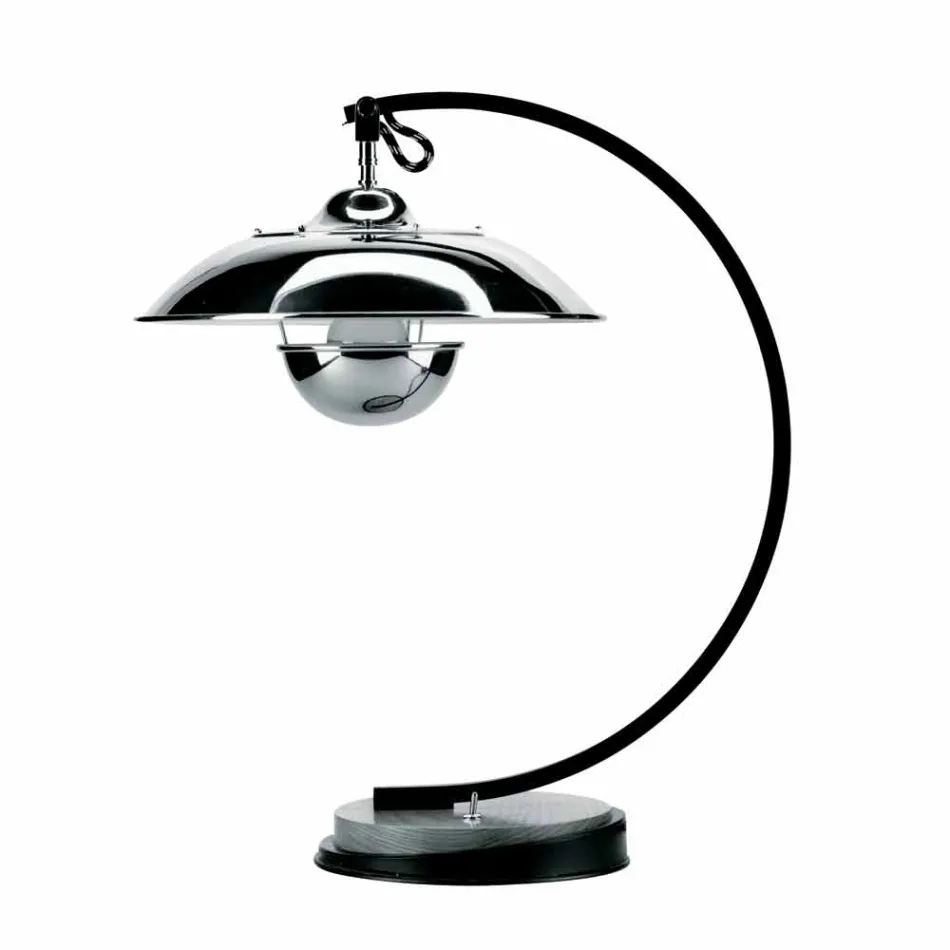 Lampe de Table avec Structure en Chêne et Métal Made in Italy - Lumetto Viadurini