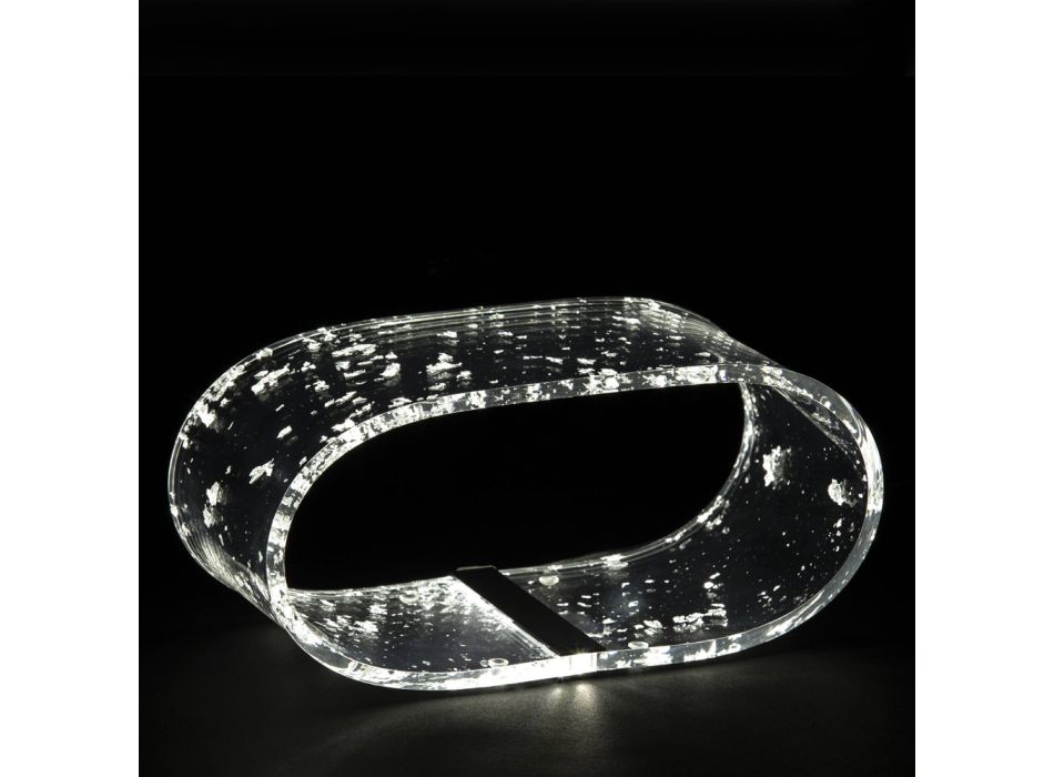 Lampe de table en cristal acrylique et feuille d'or, d'argent ou de cuivre - Gnassi Viadurini