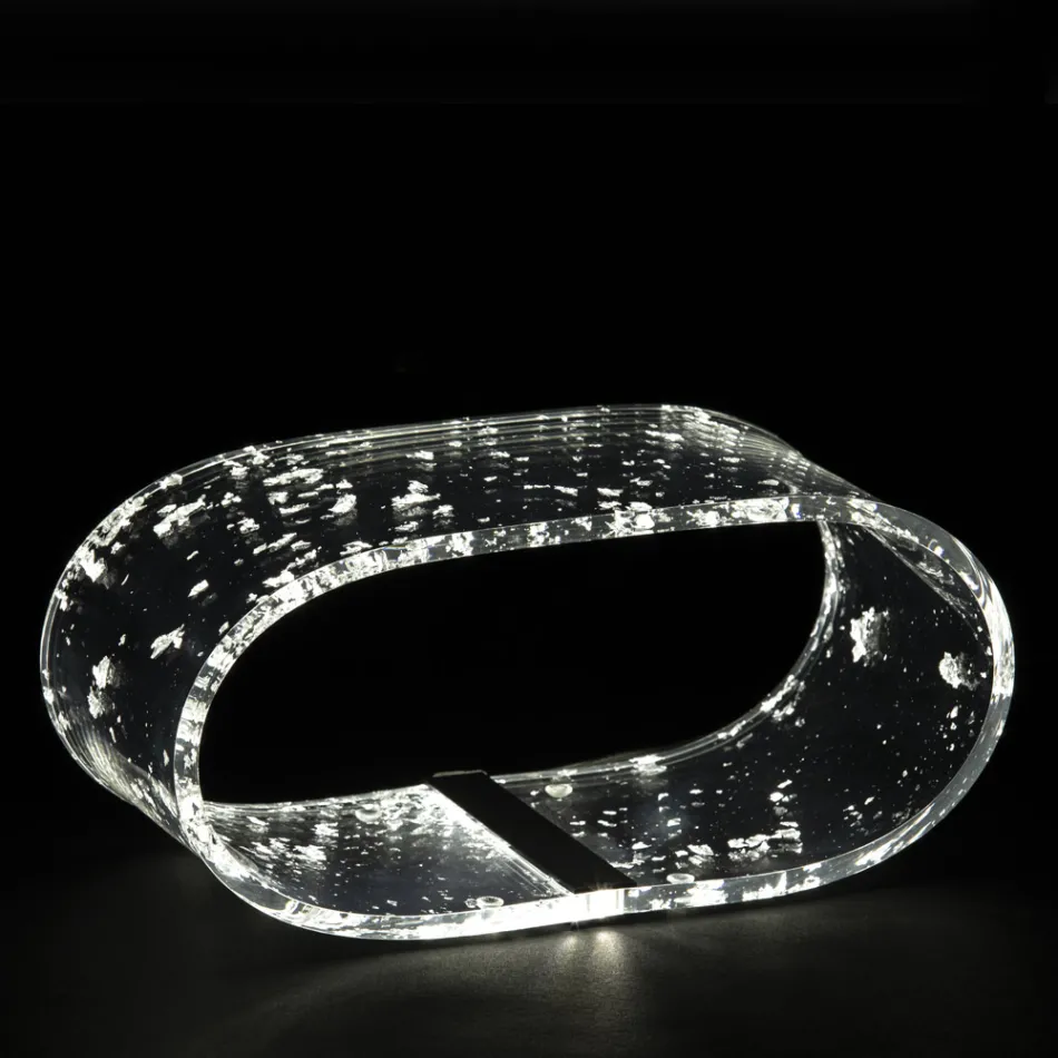 Lampe de table en cristal acrylique et feuille d'or, d'argent ou de cuivre - Gnassi Viadurini