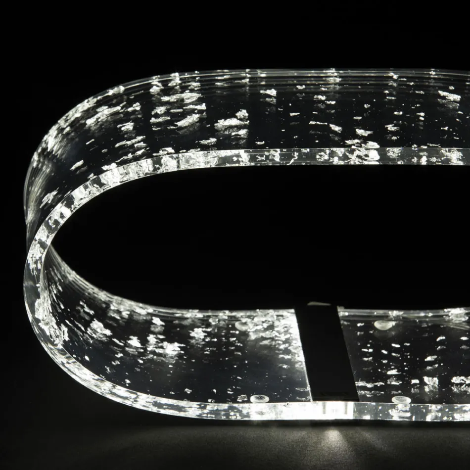 Lampe de table en cristal acrylique et feuille d'or, d'argent ou de cuivre - Gnassi Viadurini