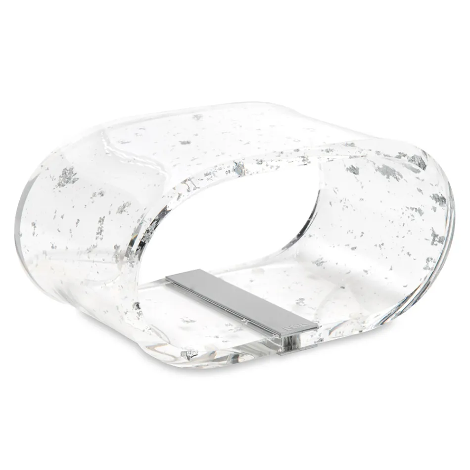 Lampe de table en cristal acrylique et feuille d'or, d'argent ou de cuivre - Gnassi Viadurini