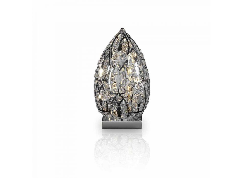 Lampe de table design en cristal et d'acier en forme d'oeuf Egg Viadurini