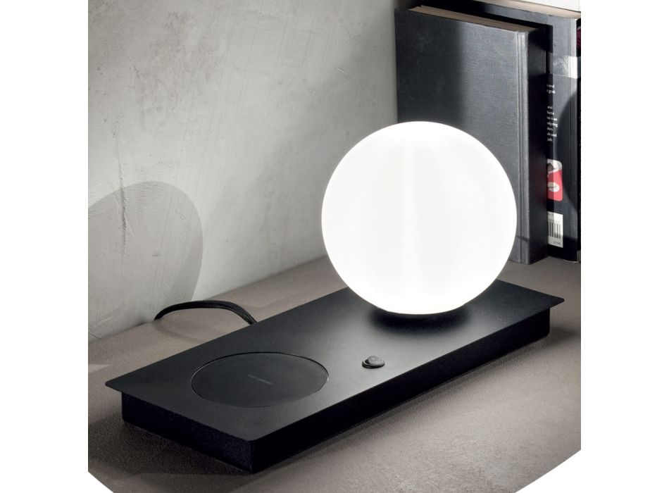 Lampe de table design en verre soufflé et métal blanc ou noir - Bersa Viadurini