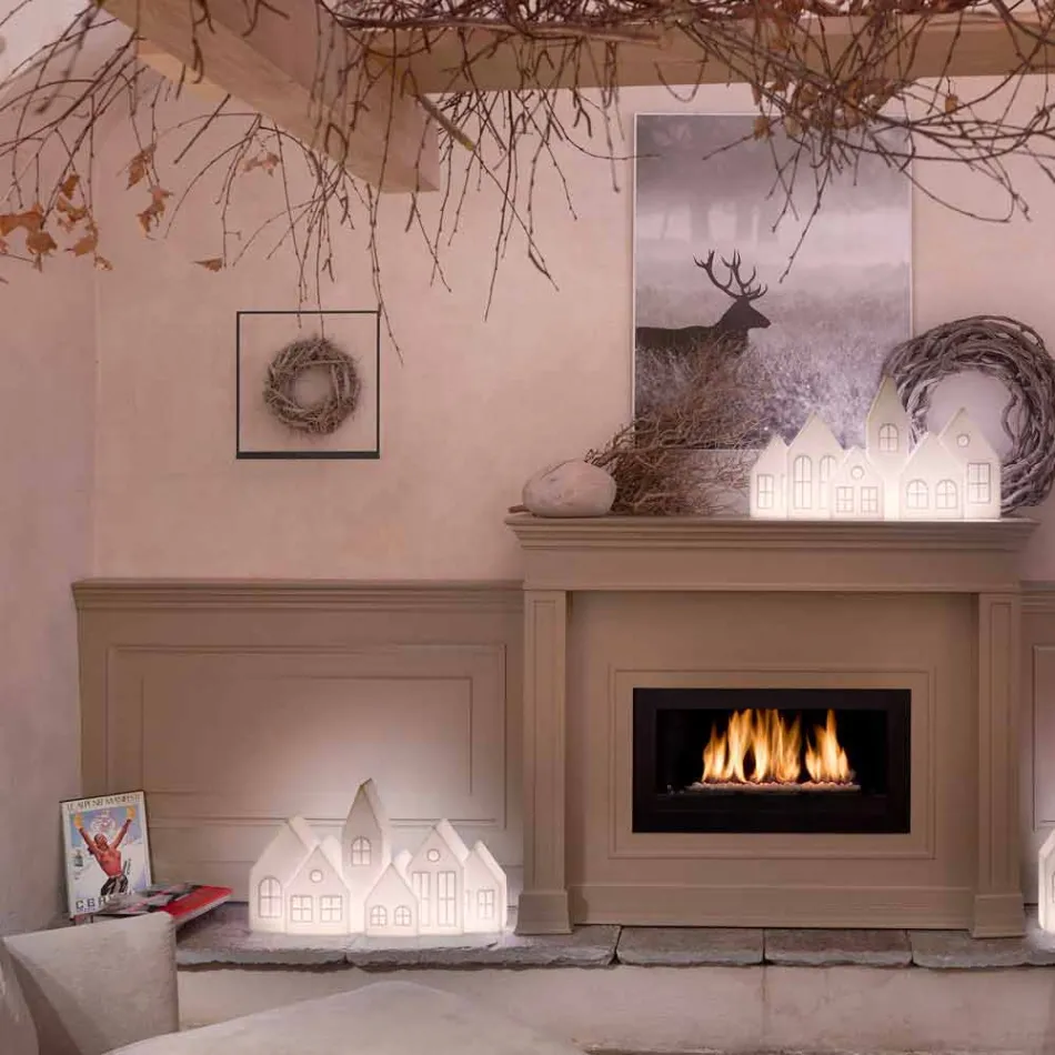 Lampe de table design avec maisons à led blanches ou rouges Design Slide - Kuusi Viadurini