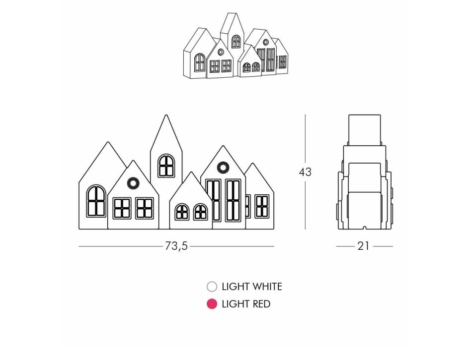 Lampe de table design avec maisons à led blanches ou rouges Design Slide - Kuusi Viadurini