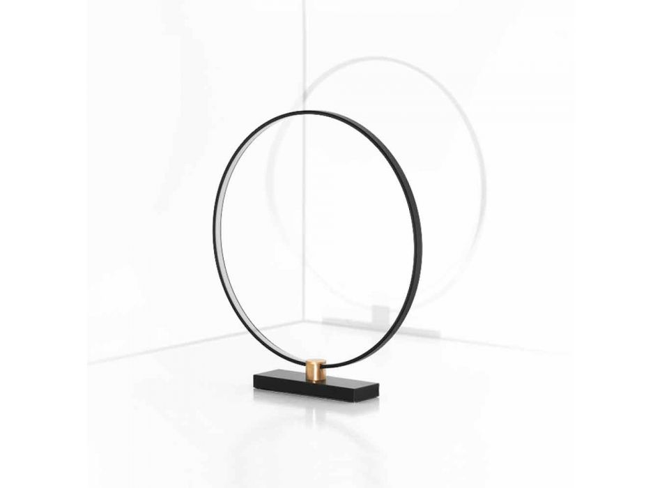 Lampe de table design en aluminium noir et laiton Made in Italy - Norma Viadurini
