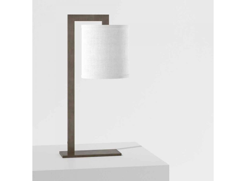 Lampe de table design en métal et lin blanc Made in Italy - Bali Viadurini