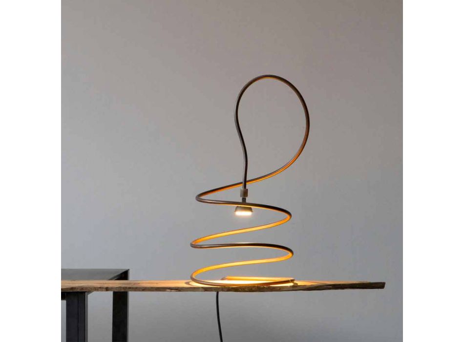 Lampe de table design effet cuivre bruni Made in Italy - Fusillo Viadurini