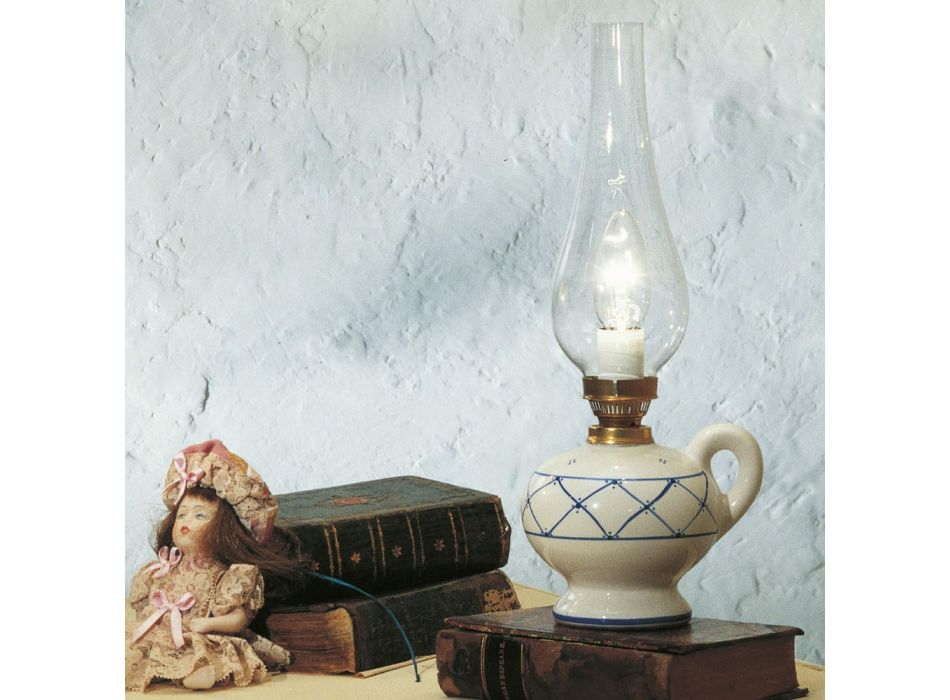 Lampe de Table Design Vintage en Céramique Peinte à la Main - Pompéi Viadurini