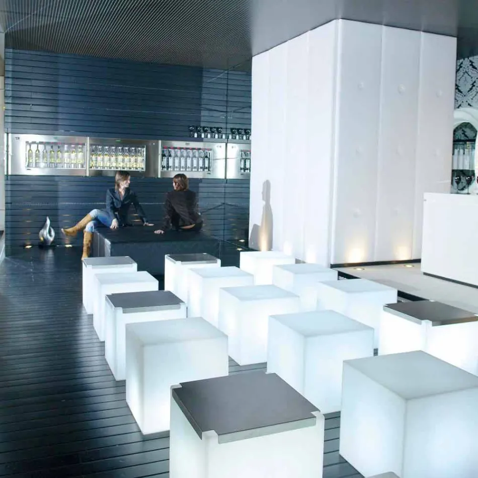 Lampe de table et lampadaire Slide White cube brillant fabriqué en Italie Viadurini