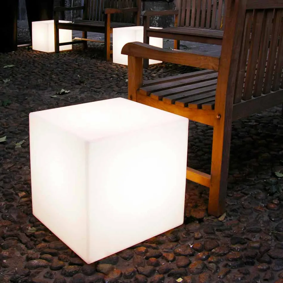 Lampe de table et lampadaire Slide White cube brillant fabriqué en Italie Viadurini