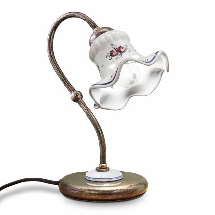 Lampe de Table Fer Céramique Peinte à la Main Vintage Artisan - Chieti Viadurini