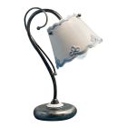 Lampe de Table en Fer et Céramique Peinte à la Main Effet Broderie - Ravenne Viadurini