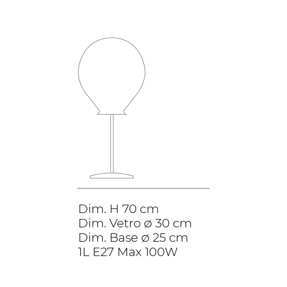 Grande lampe de table en verre soufflé à la main, disponible en plusieurs couleurs et fabriquée en Italie - Iride Viadurini