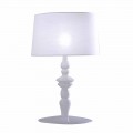 Lampe de table en céramique blanche et abat-jour en lin 2 dimensions - Cadabra